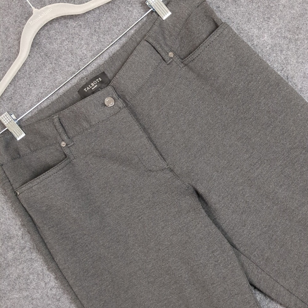 Talbots Petites 14P Gray Ponte Knit Straight Leg Trousers Work Pants Heathered